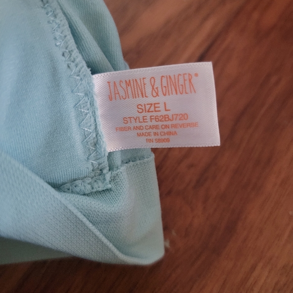 Jasmine & Ginger Light Blue and Gold Sports Bra - Size Large - Picture 3 of 4